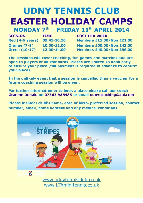 UTC Easter Holiday Camps 2014-001