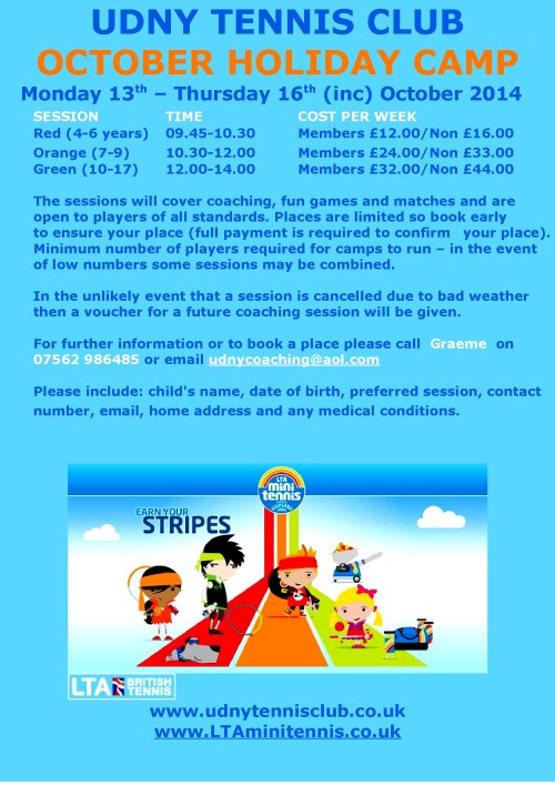 Junior October Holiday Camps 2014-001